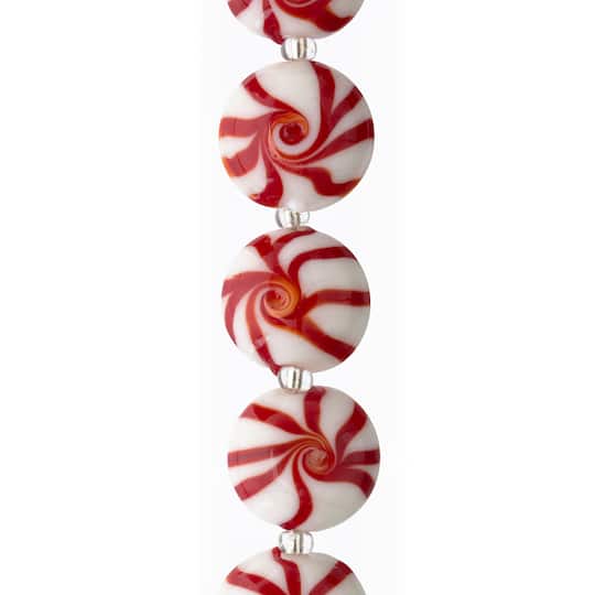 Candy Cane Glass Beads, 16mm by Bead Landing™